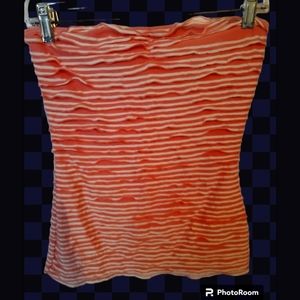 Wet Seal Tube Top Coral/Wht Sz L